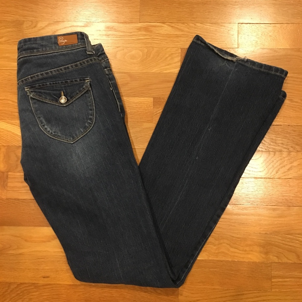 Paige Low-Rise Pico Flap Pocket Bootcut Slight Flare Stretch Jean